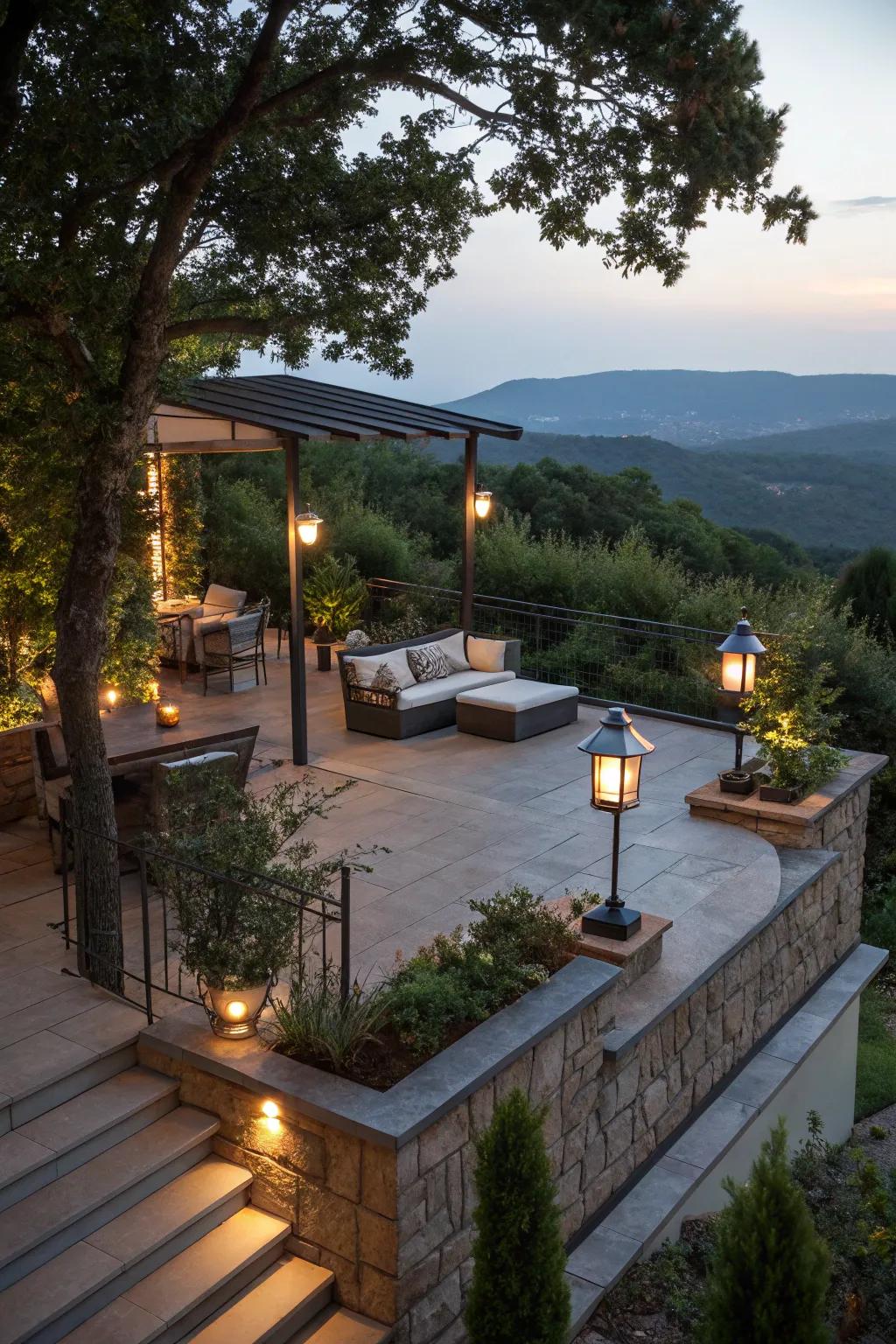 Understated illumination enhances the atmosphere for evening use.