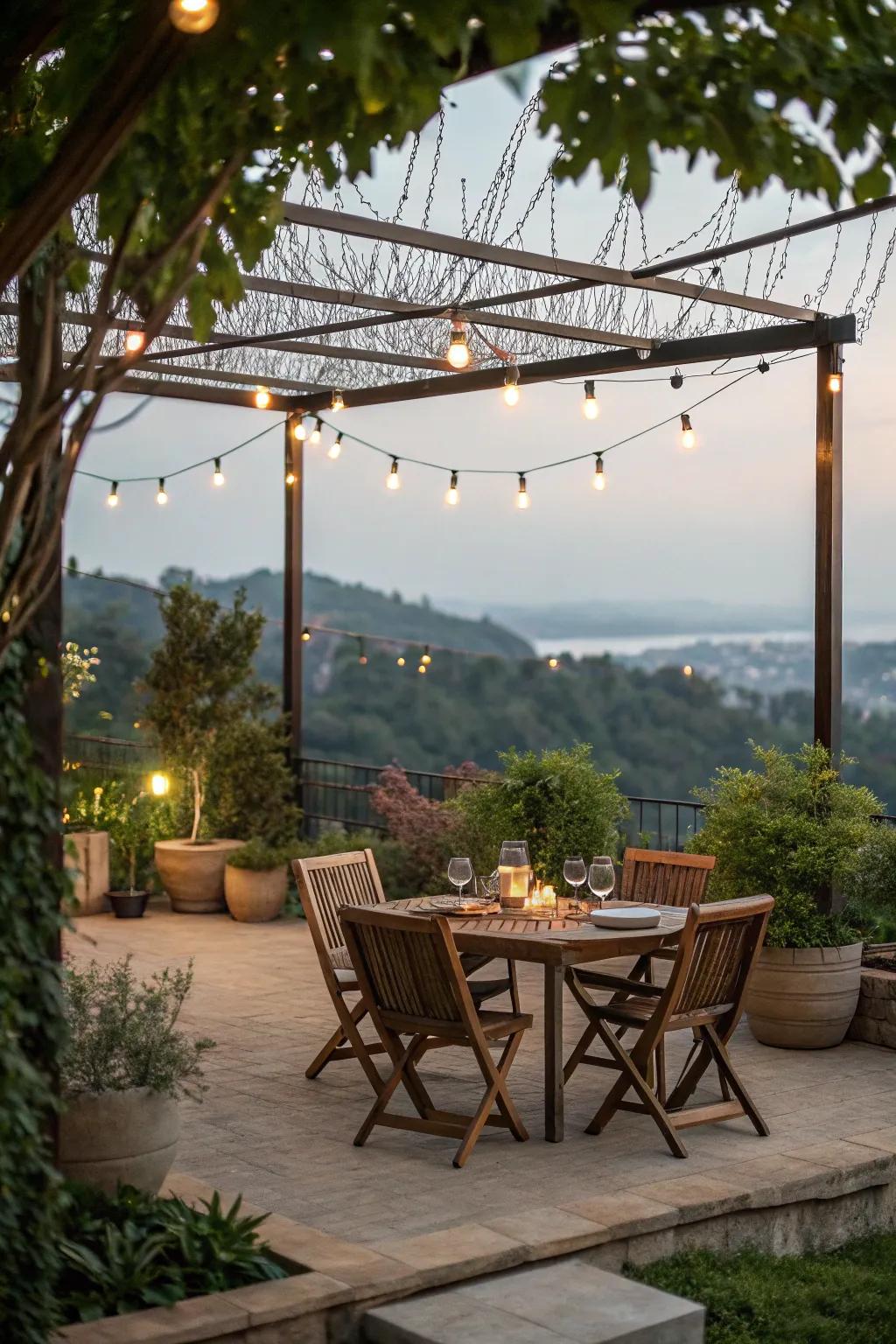 Outdoor dining areas allow for perfect gatherings under the sky.