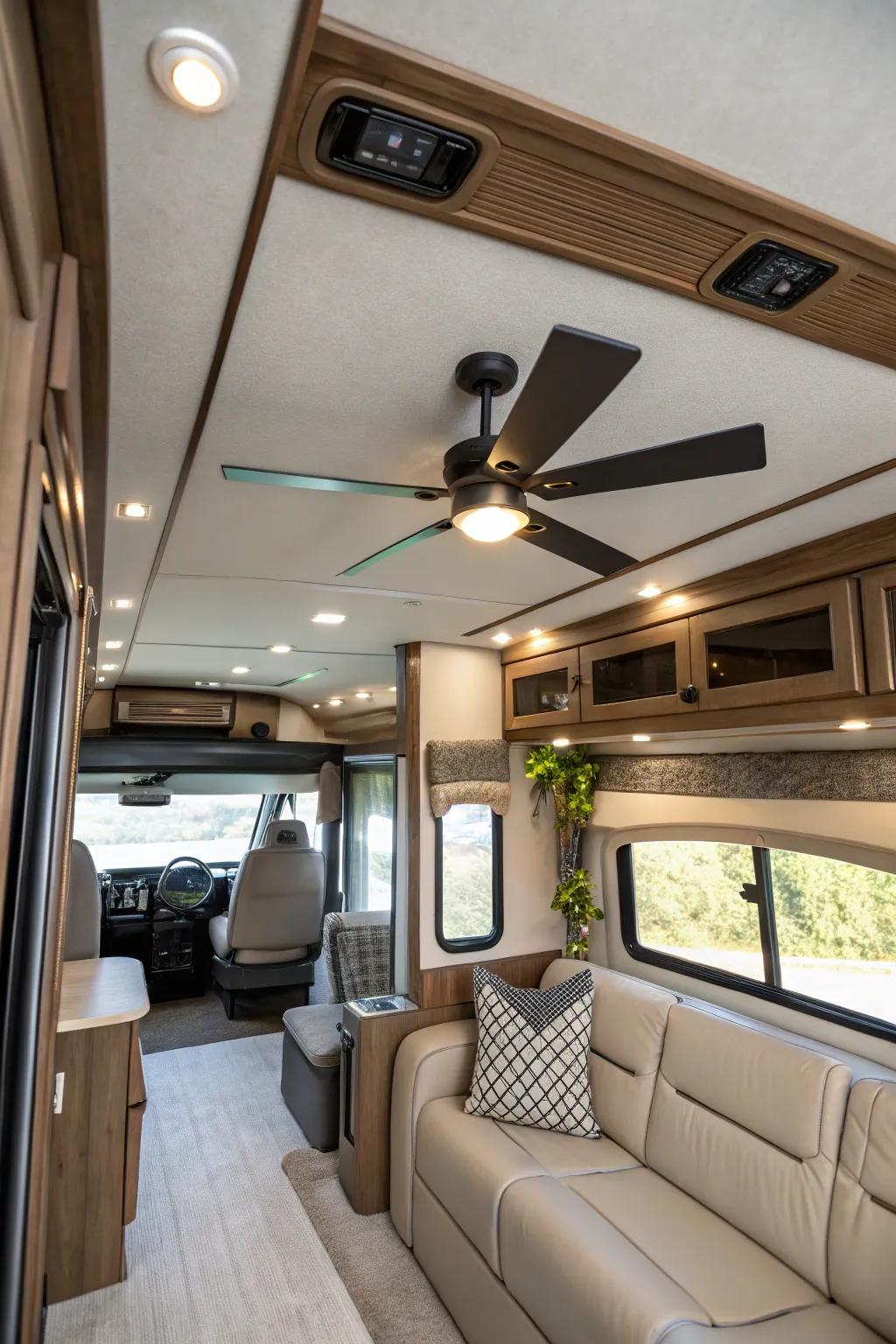 Ceiling fans add style and enhanced airflow to your RV.