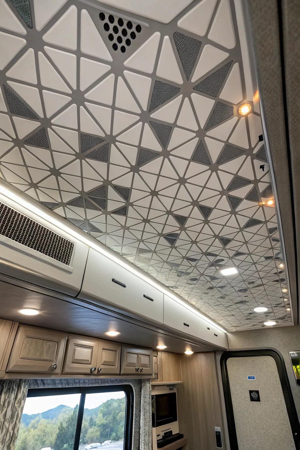 Geometric tiles add a modern and dynamic edge to your RV.