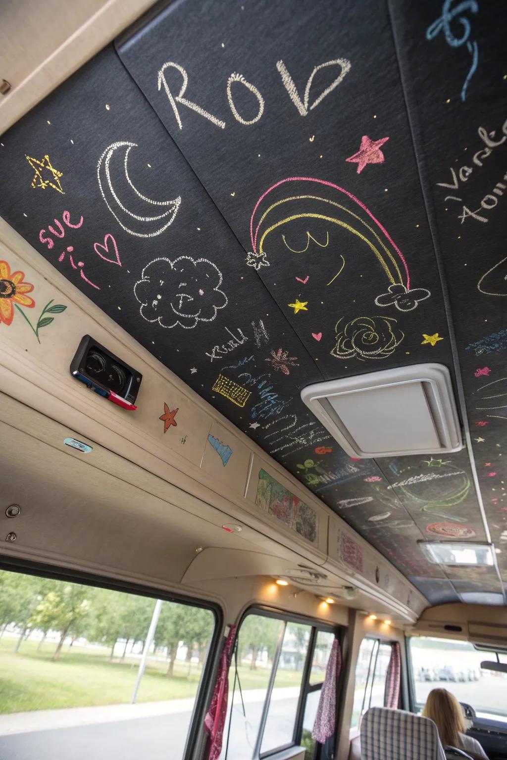 Chalkboard paint turns your ceiling into a canvas for creativity.