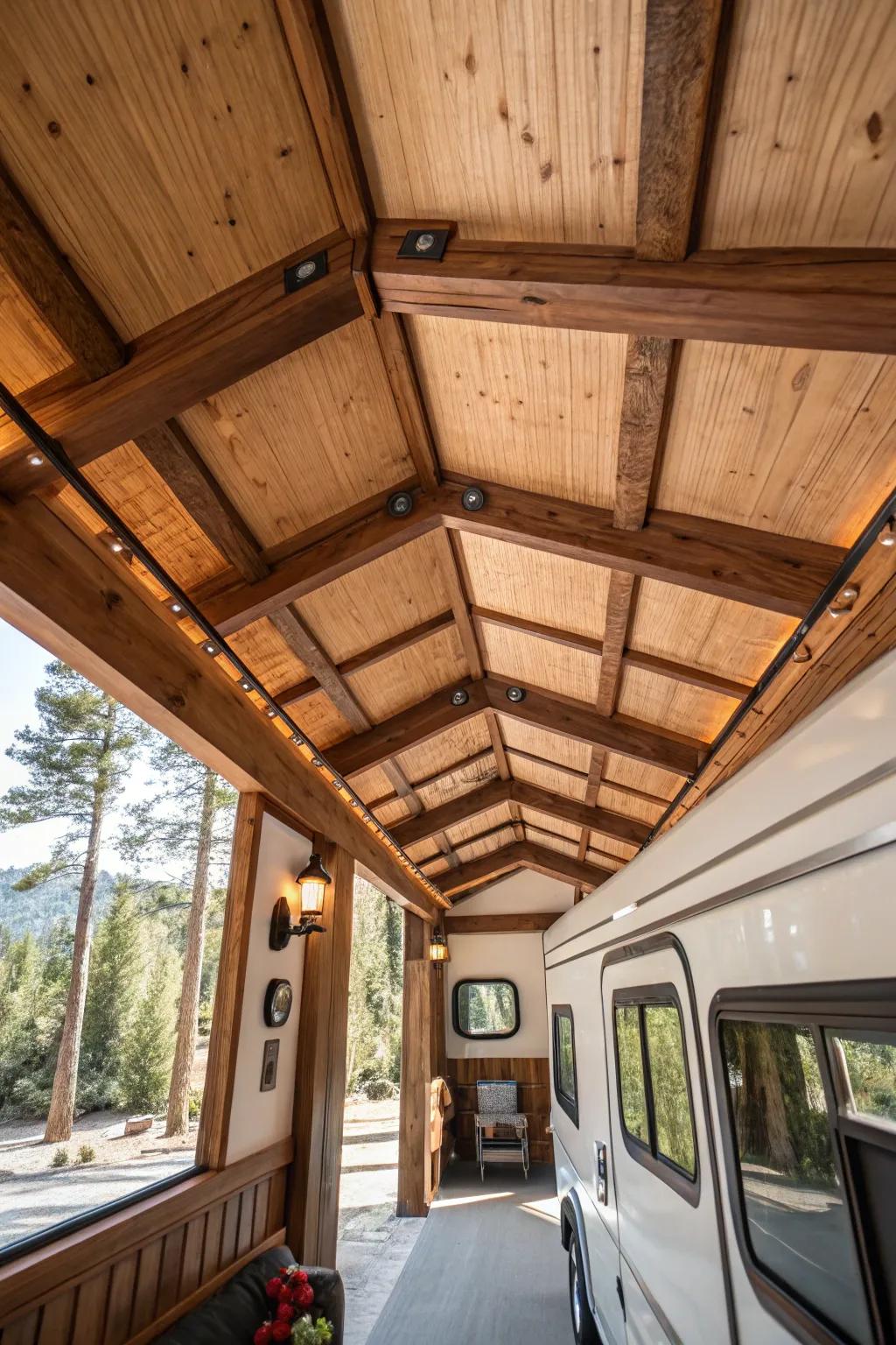 Wooden beams add architectural depth and interest to your RV.
