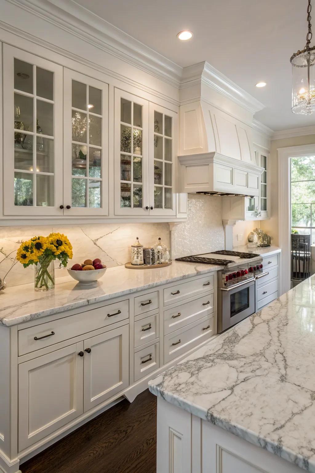 Alabaster work surfaces lend enduring refinement to your cooking area.
