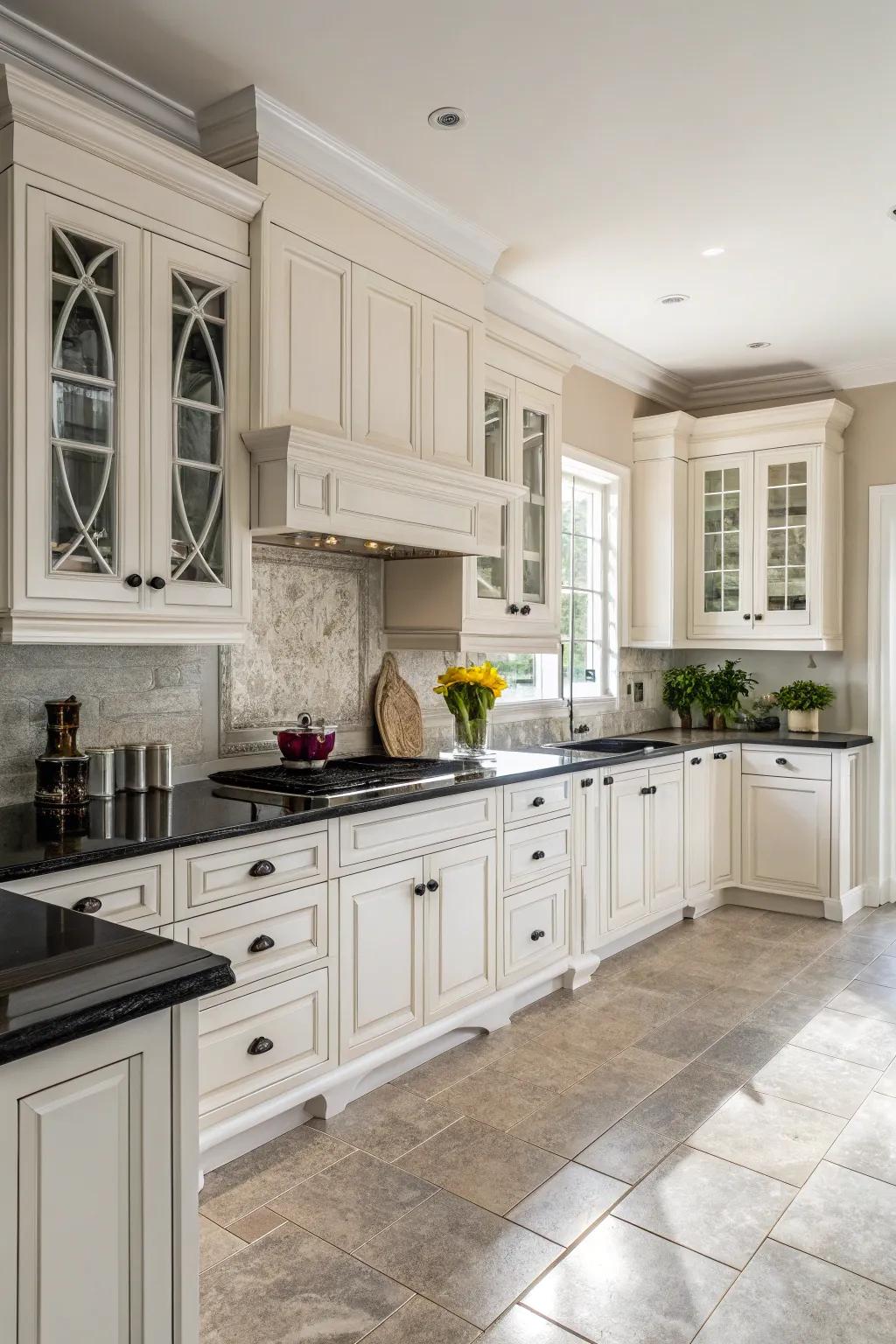 Ivory cabinetry delivers a steadfast and adaptable design.