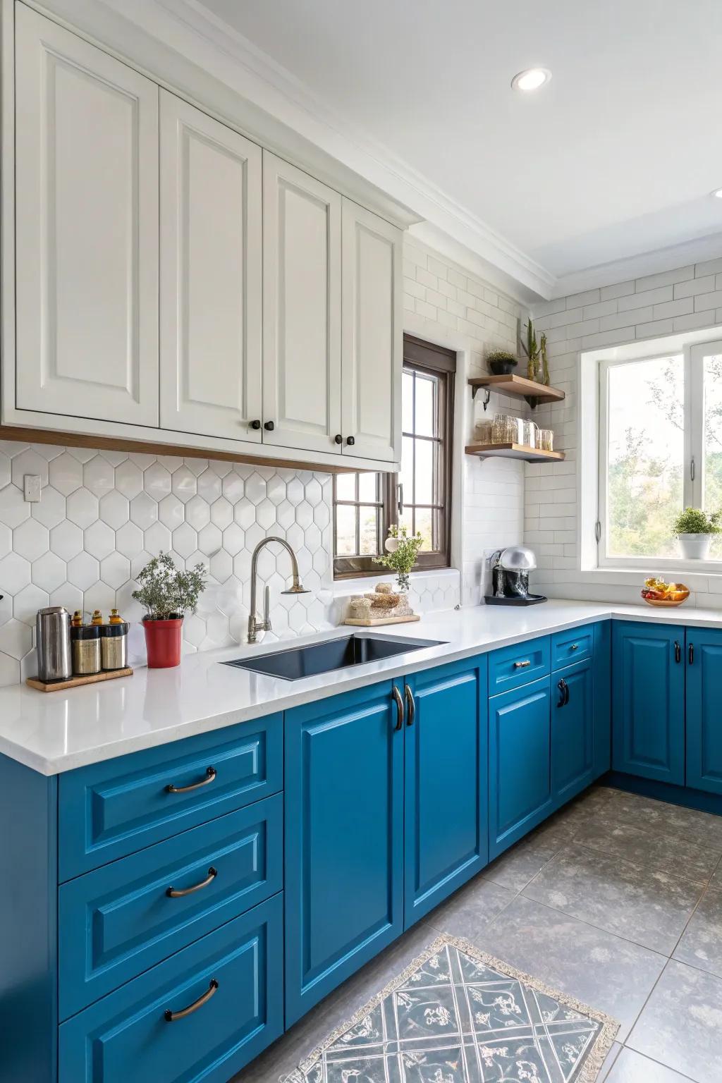 Pigmented cabinetry affords a personalized and vibrant modernization.