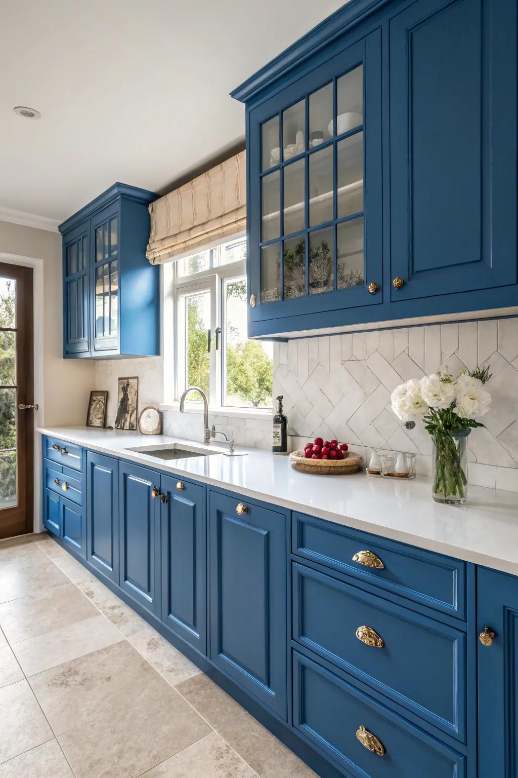 Striking azure cabinetry gives a revitalizing twist to any culinary space.