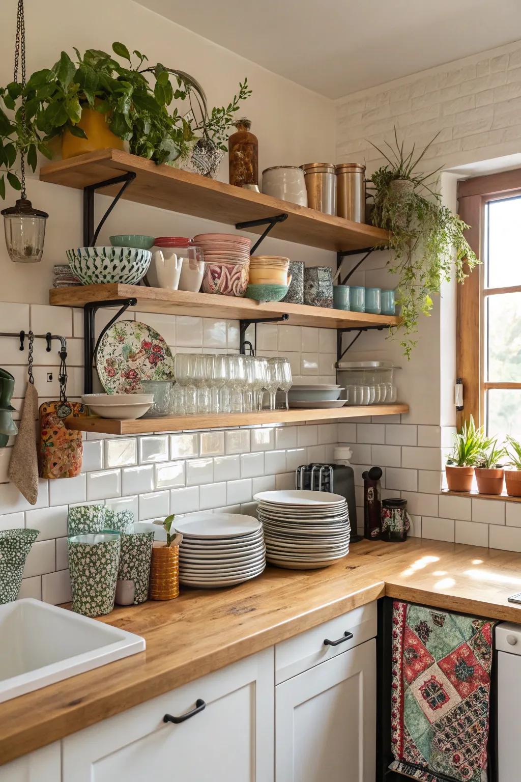 Ethereal shelving proposes practicality and panache.