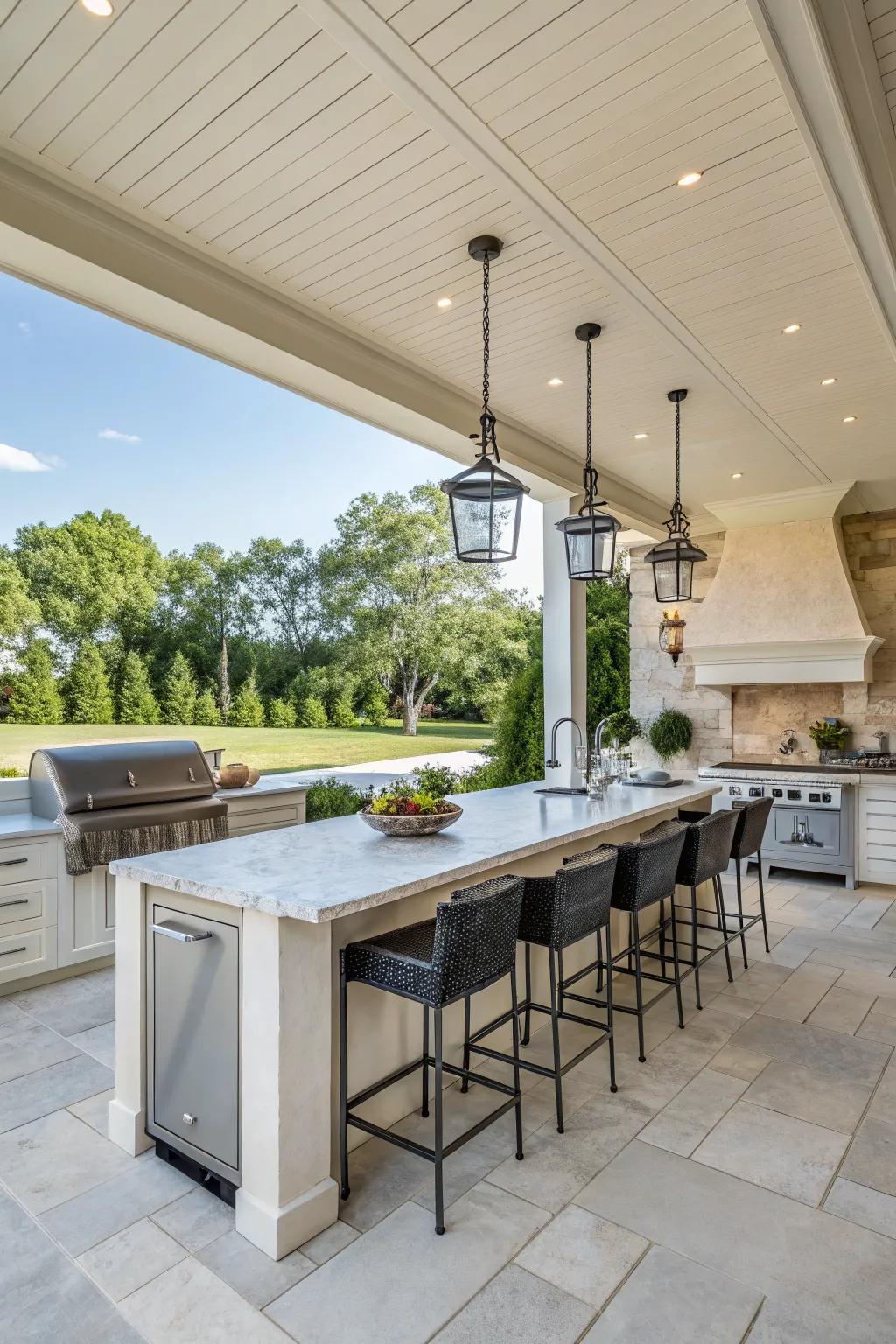 Having enough counter space enhances the ease and enjoyment of cooking outdoors.