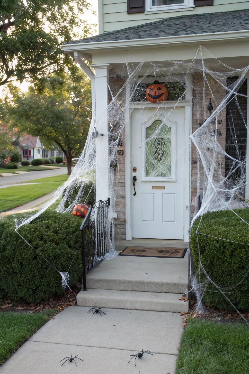 Spider webs and creepy crawlers create an instantly spooky effect.