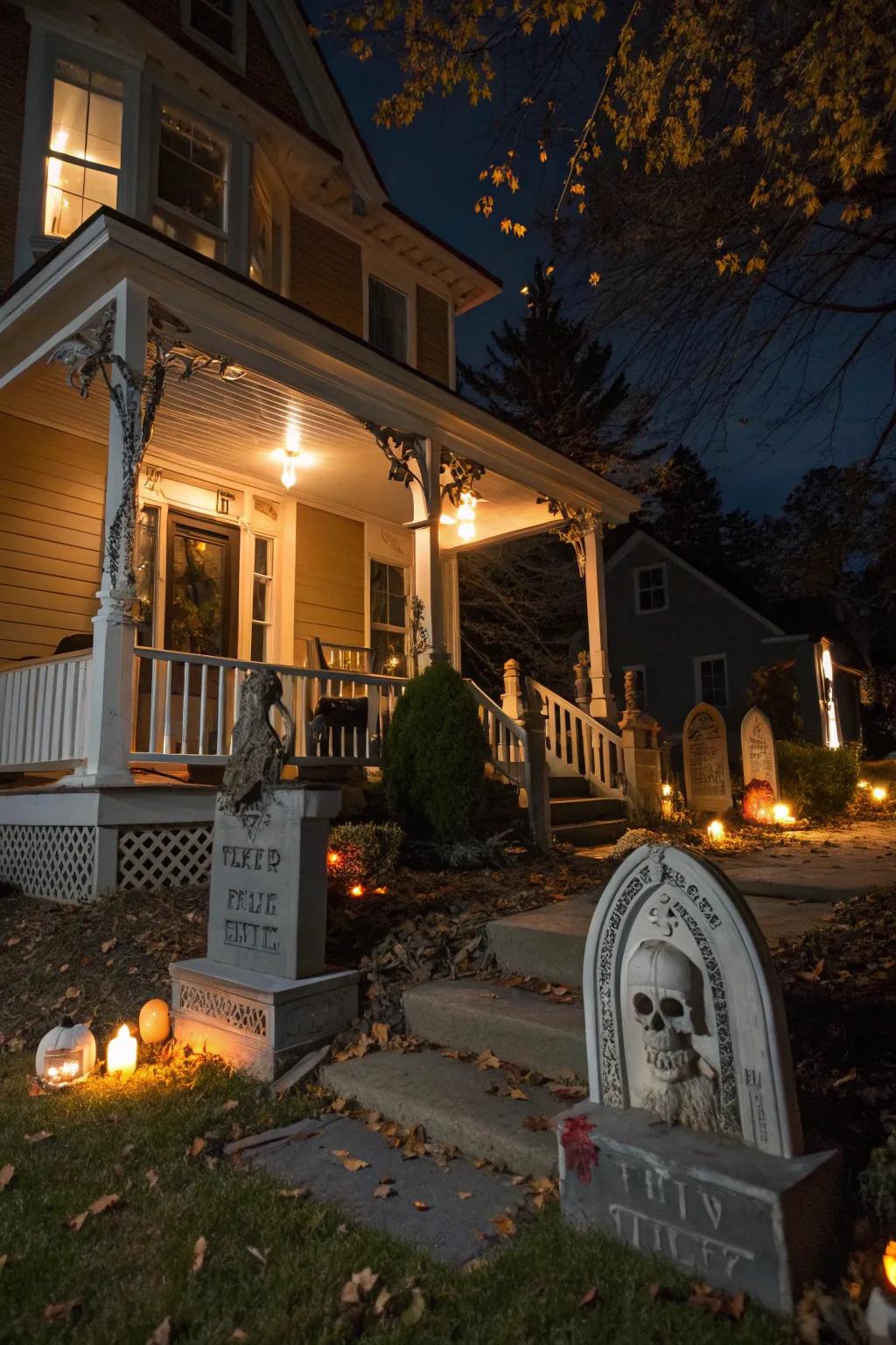 A graveyard scene sets the perfect eerie mood for Halloween.