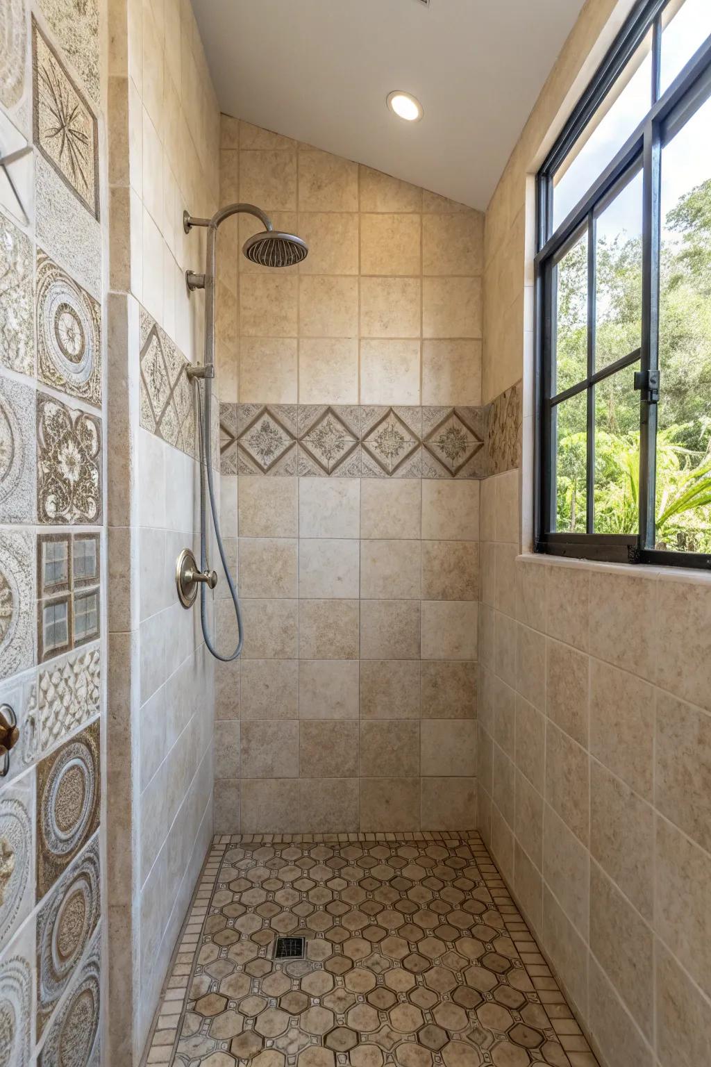 Neutral patterns contribute to a serene and sophisticated ambiance.