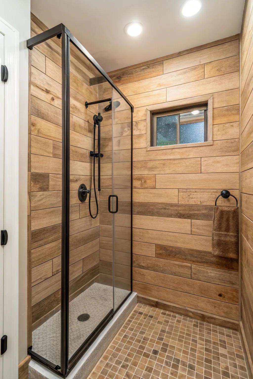 Wood-style tiles offer a blend of warmth and natural aesthetics.