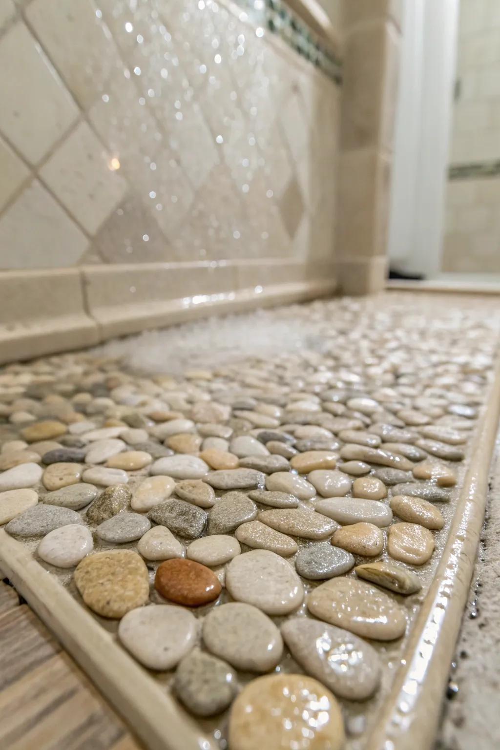 Pebble tiles are excellent for fostering a natural, spa-like setting.
