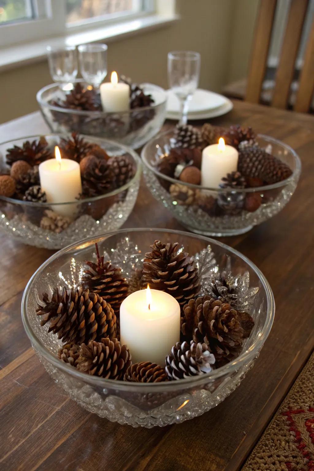 Crystal and pinecones carry sophistication to your holiday decor.