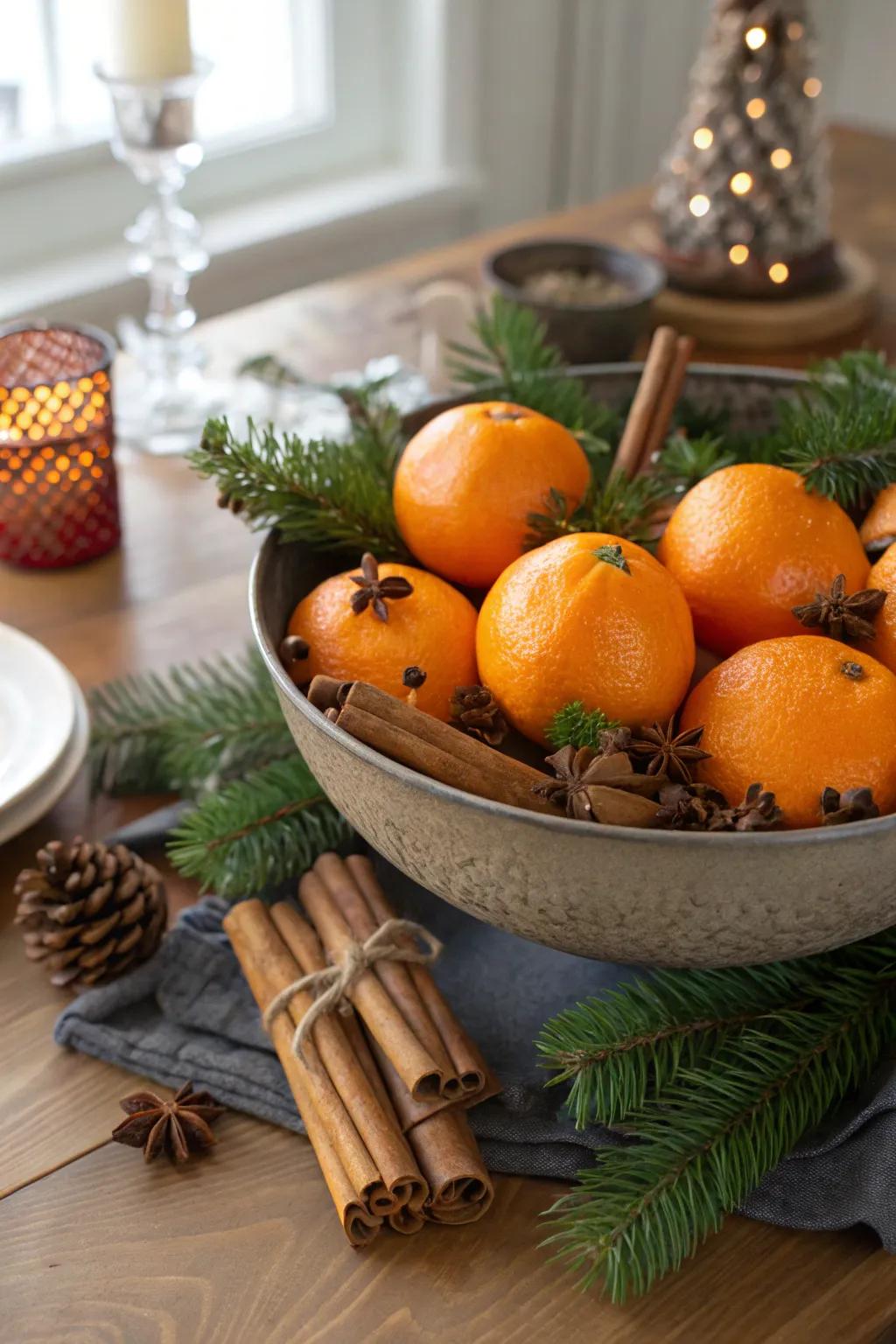 A sweet citrus centerpiece delivers a festive and fragrant surprise.