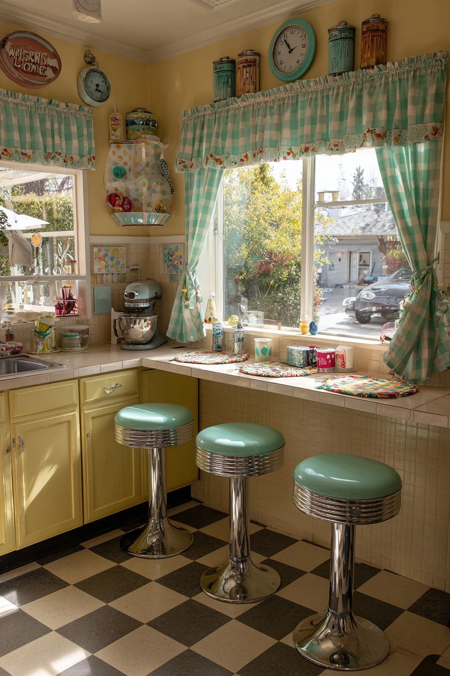 Accent with Retro Bar Stools