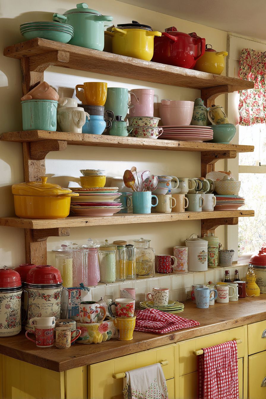 Install Open Shelving with Bright Colors