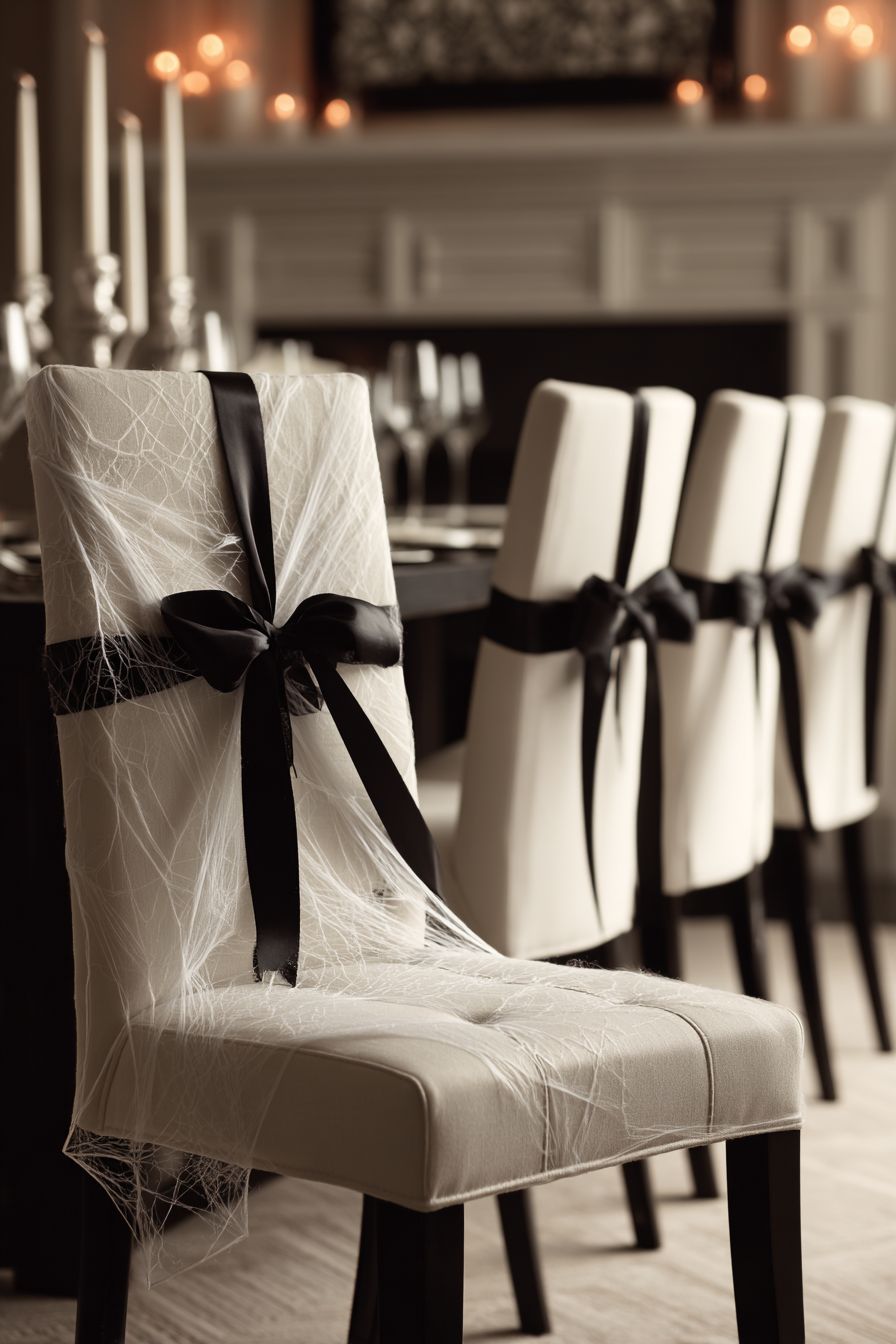 Simple Black Ribbon Chair Decor
