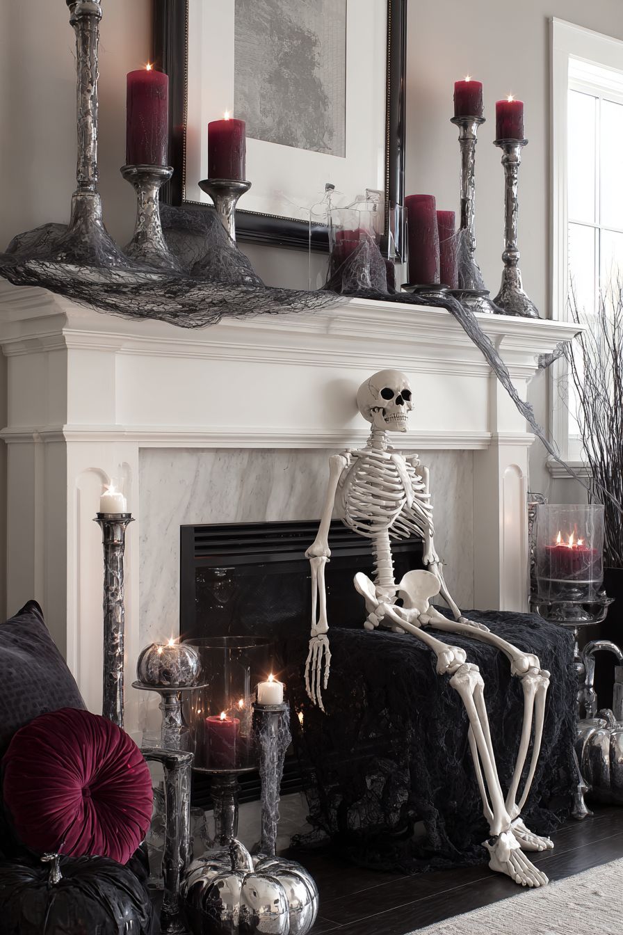 Maximize Fright with Skeleton Mantelpiece