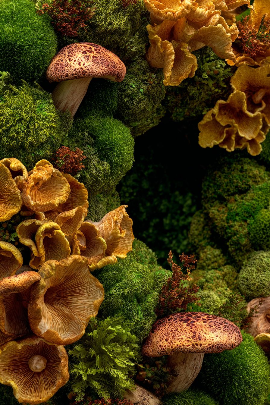 Form a Moss and Mushroom Wreath