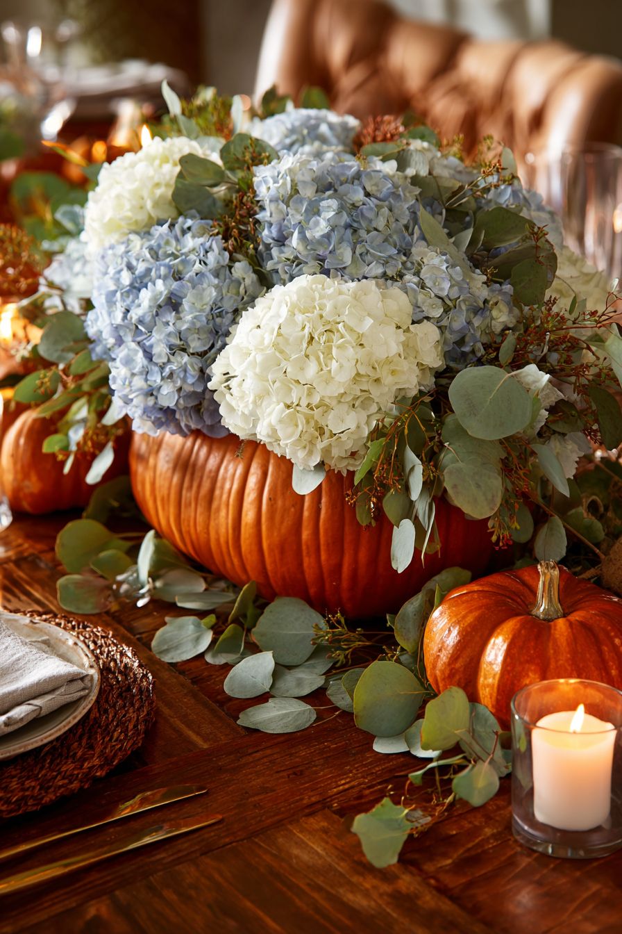 Design a Hydrangea and Pumpkin Duo