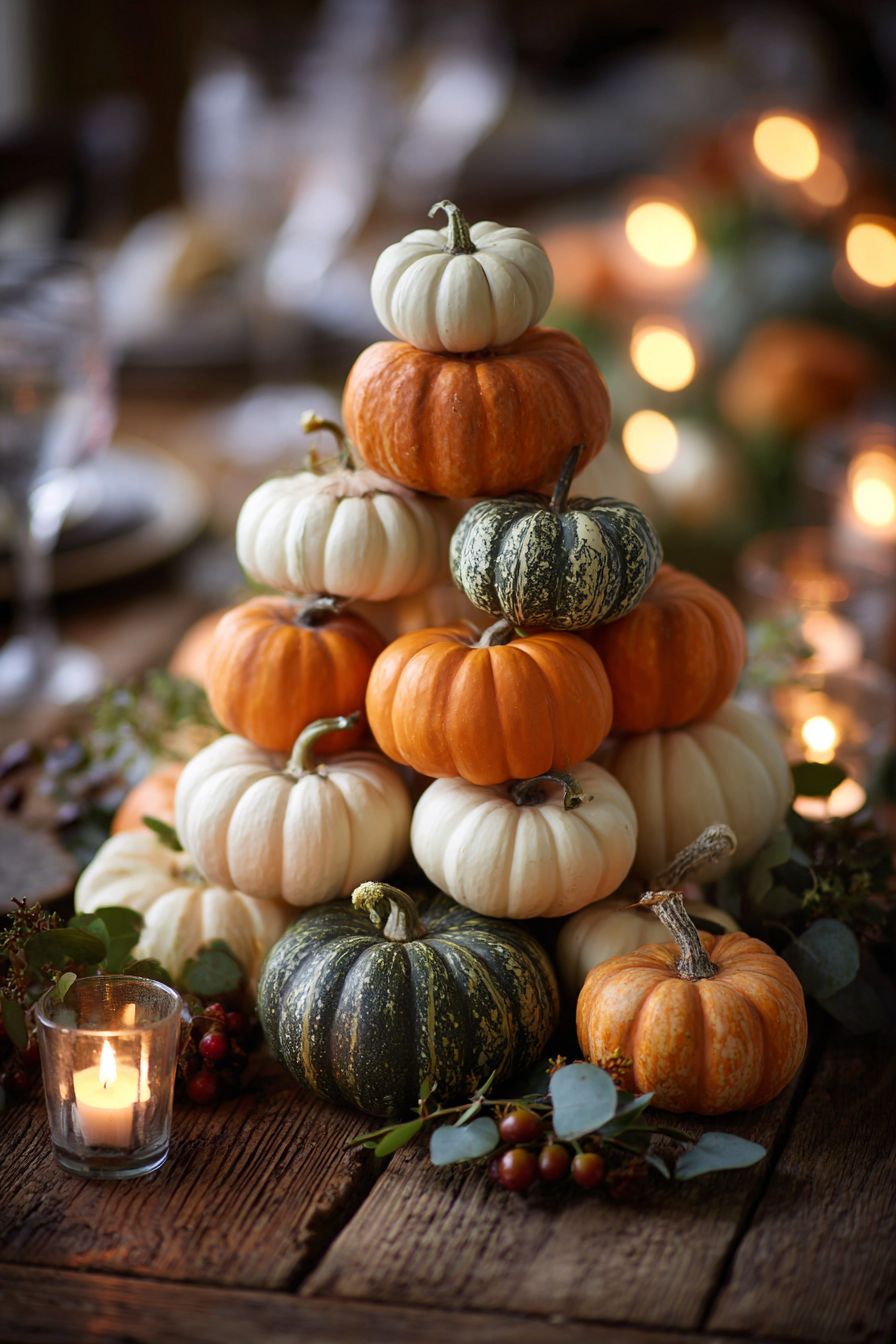 Showcase a Miniature Pumpkin Pyramid