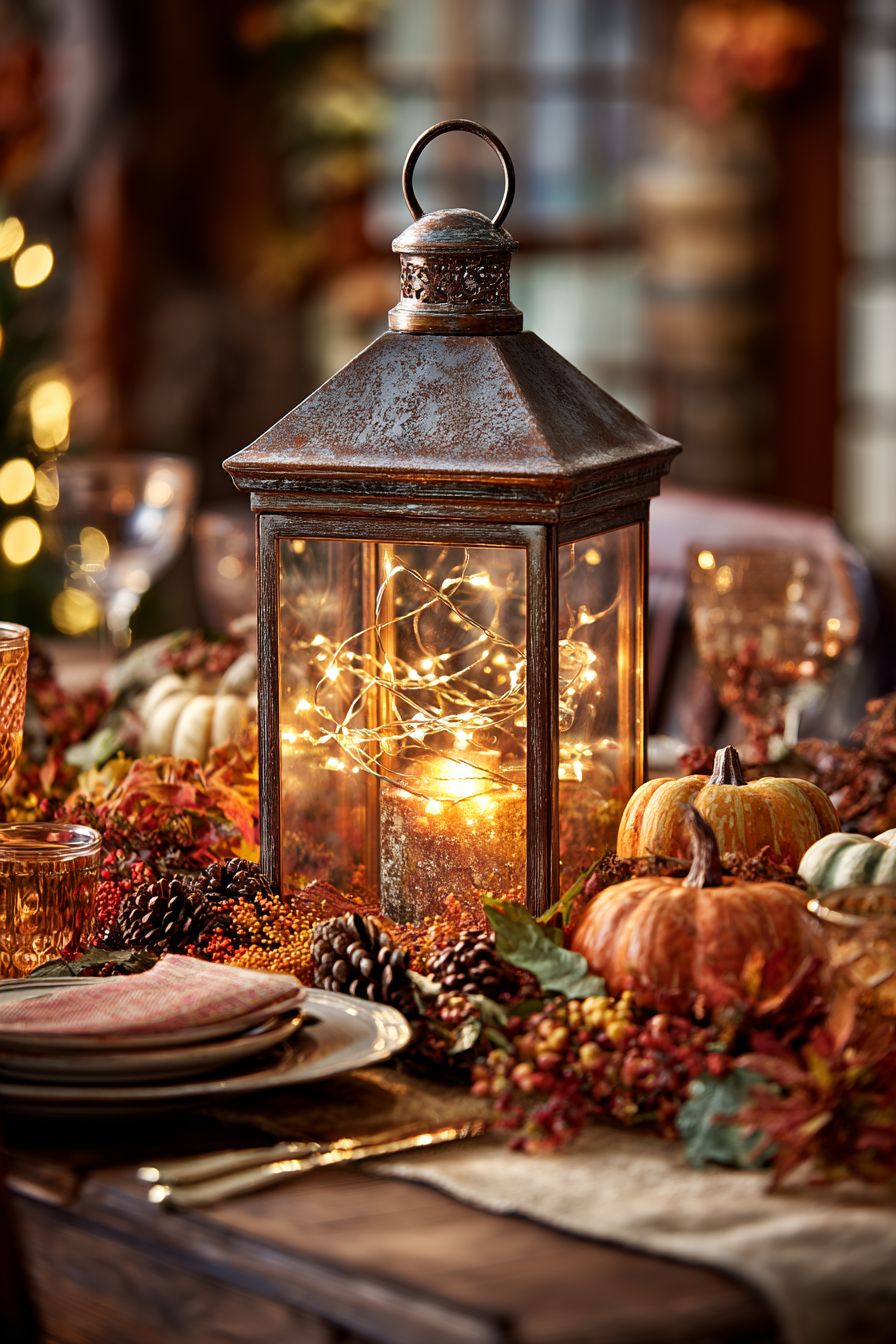 Feature a Lantern with String Lights