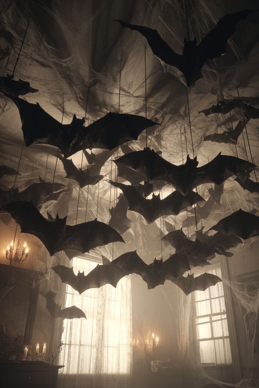 Hang Black Bats from Ceiling