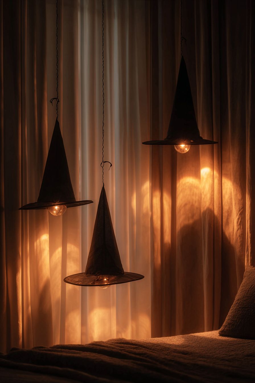 Install Floating Witch Hats Lighting