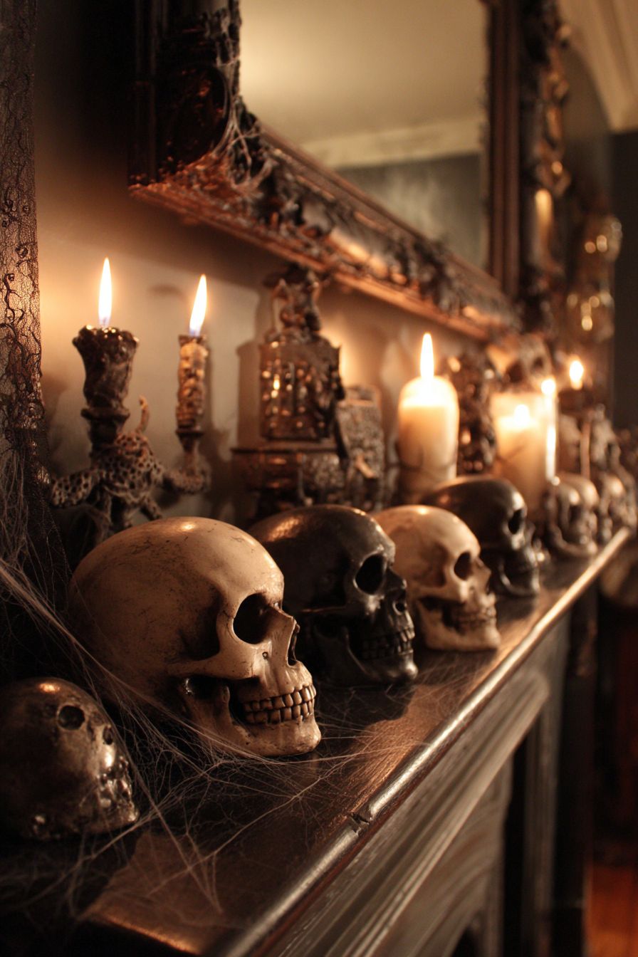 Set a Spooky Mantel with Skulls