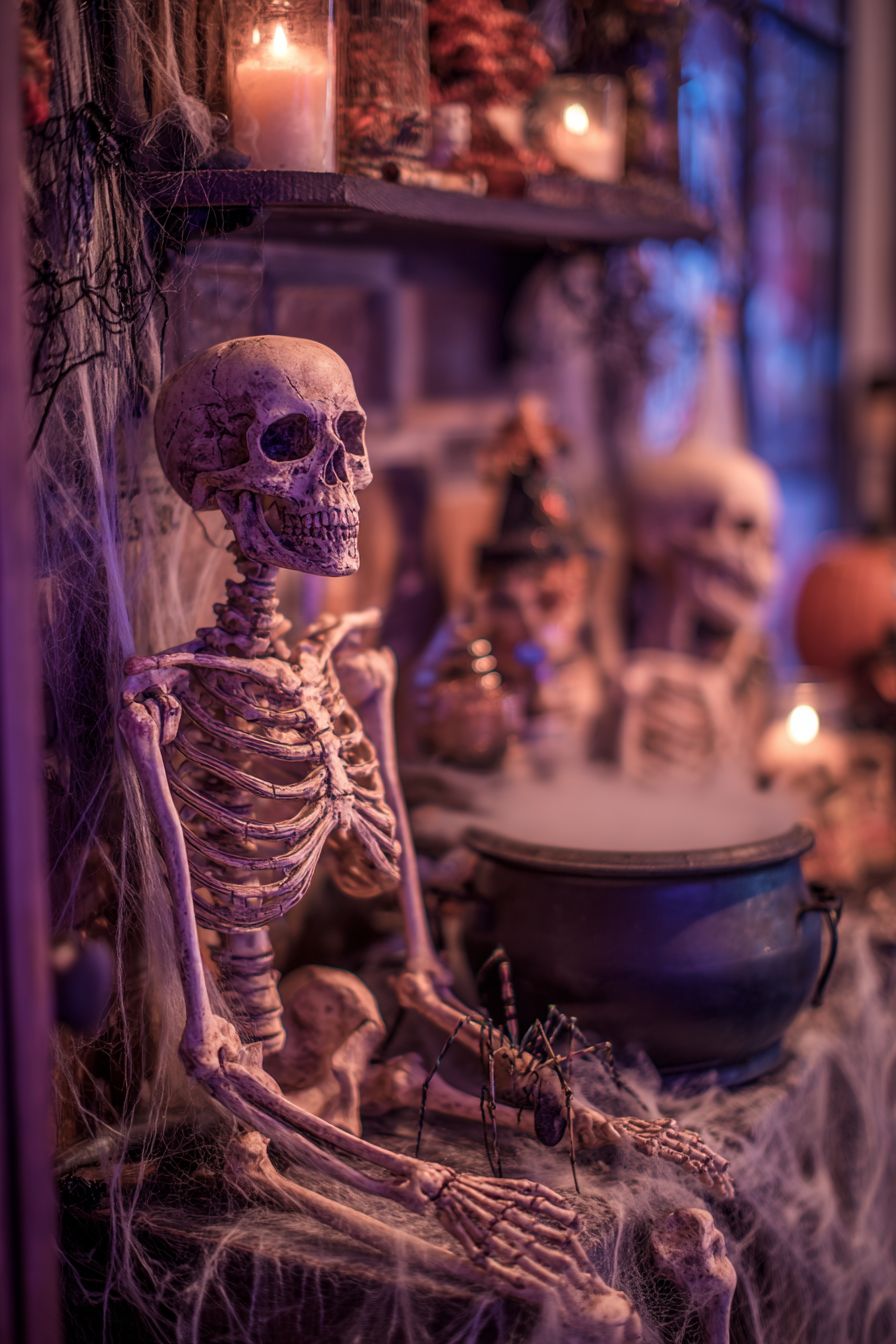 Budget-friendly Skeletons Perched on Shelves