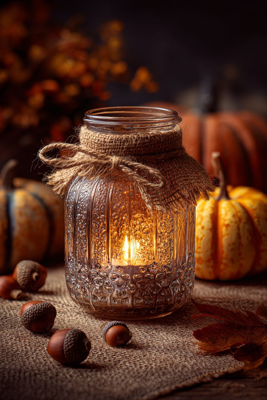 Create Glass Jar Lanterns with Burlap