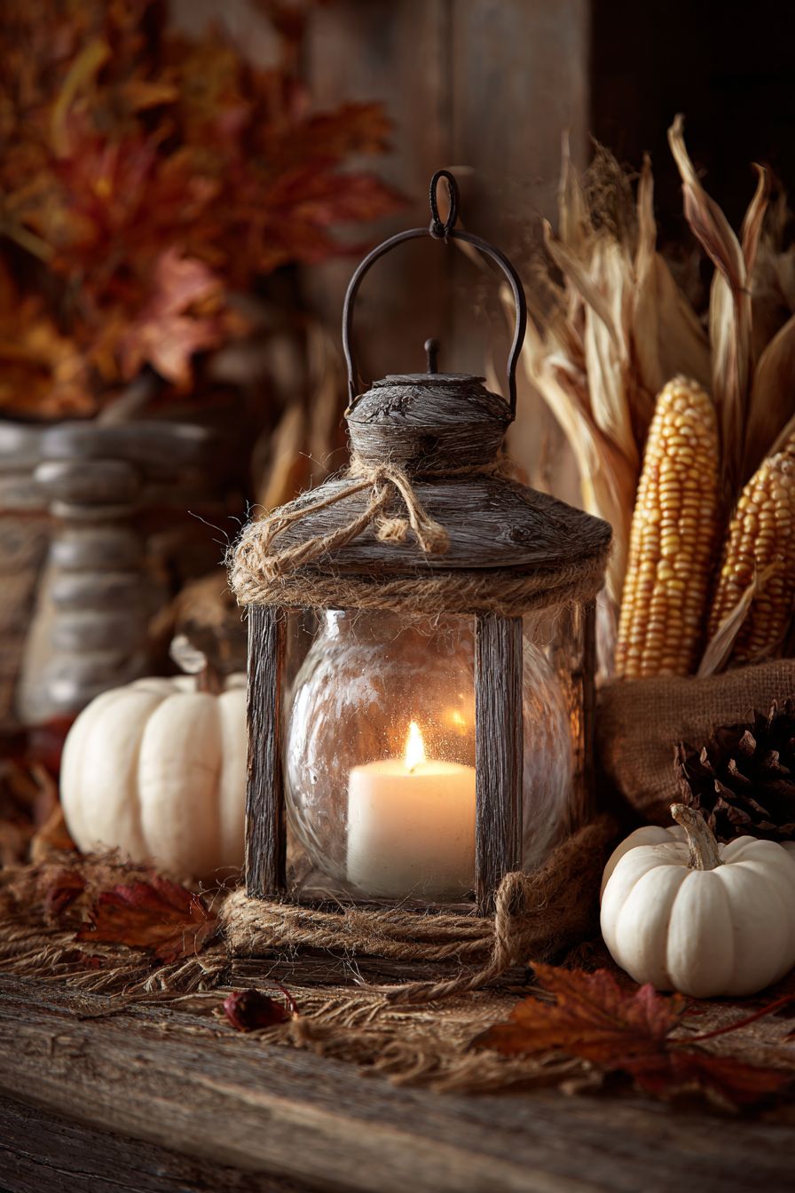 Style Candle Lanterns with Corn Husk