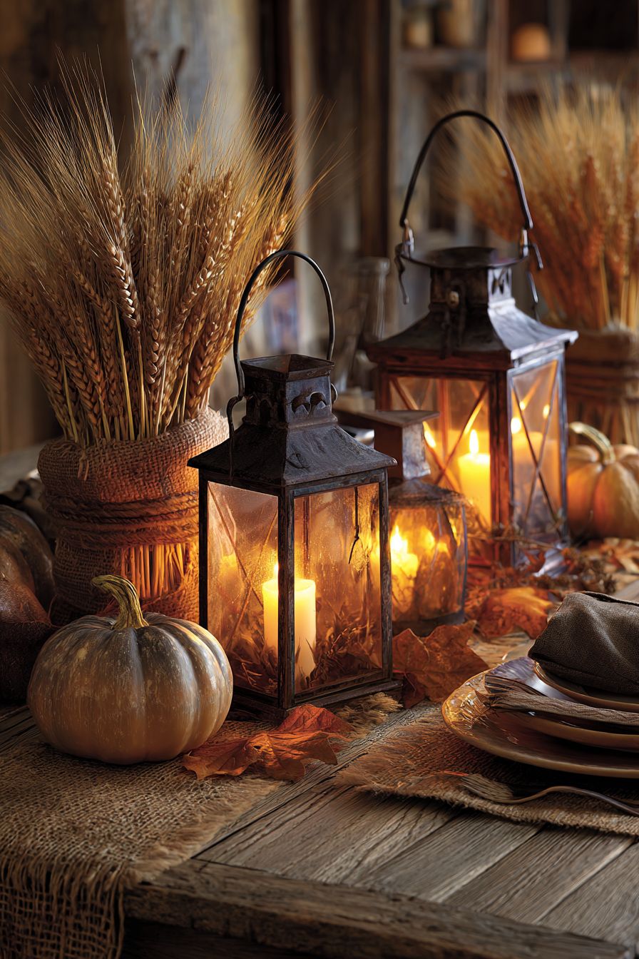 Arrange Lanterns with Wheat Stalks