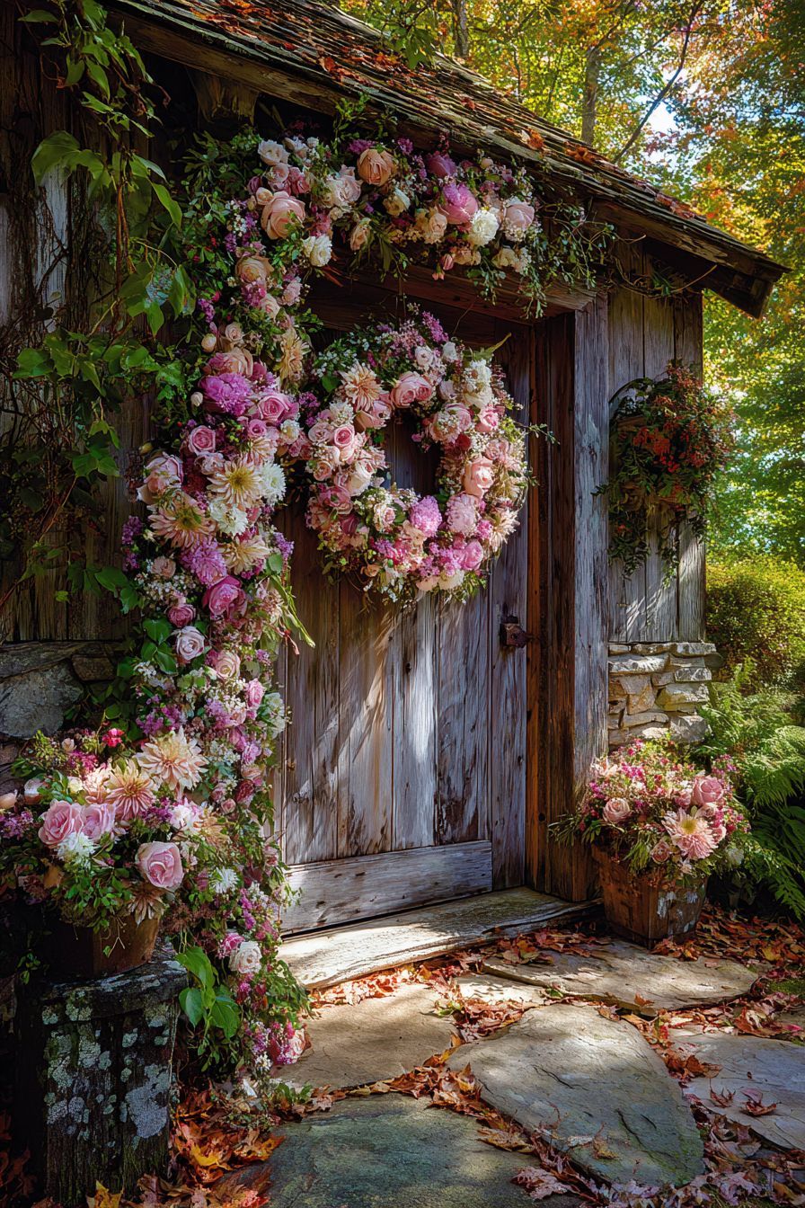 Place Pink Floral Wreaths