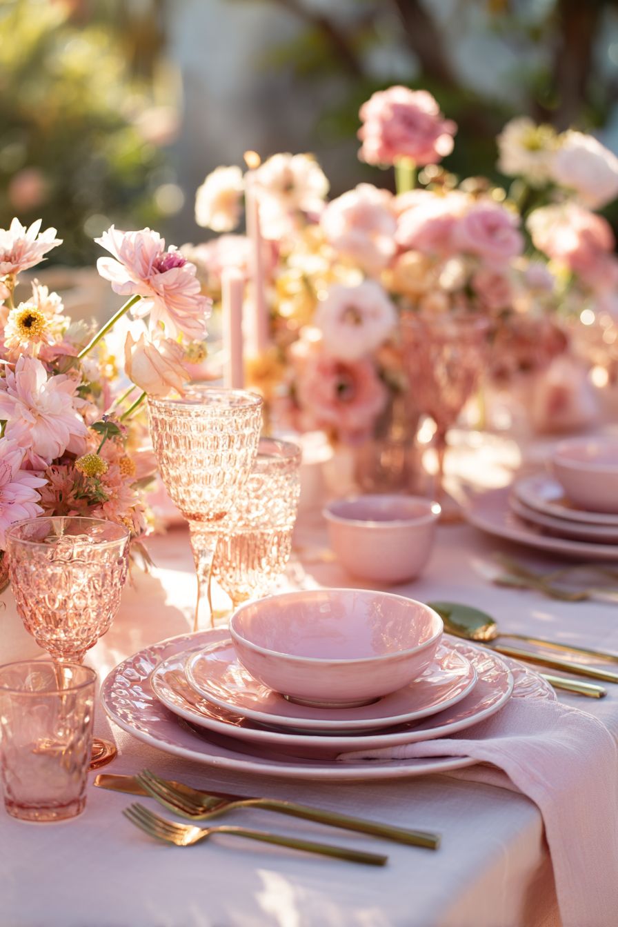 Layer with Pink Tableware