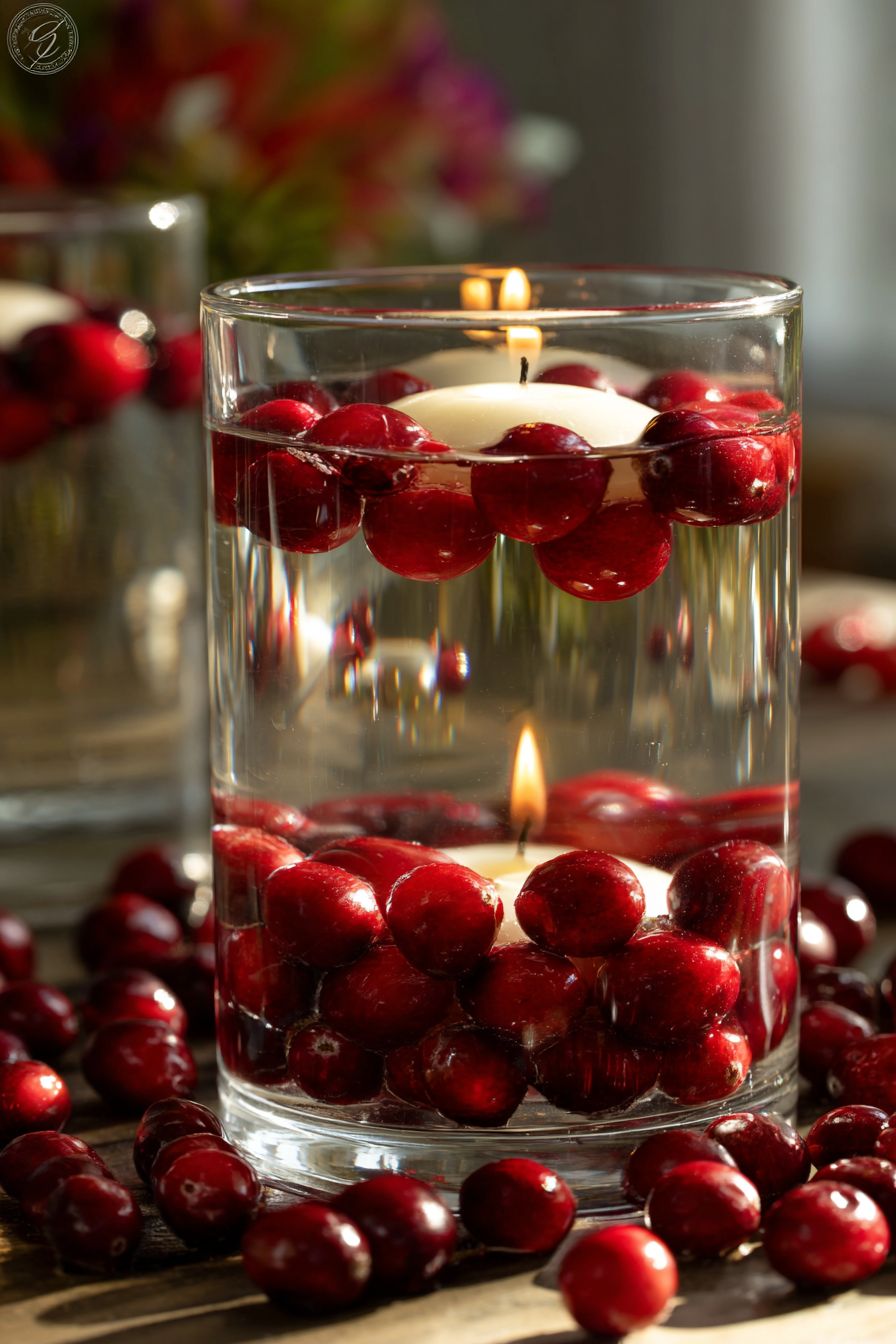DIY Floating Candles with Cranberries