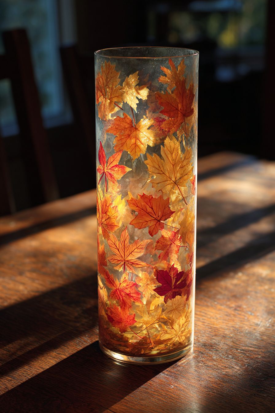 Glaze with Autumn Leaf Stickers