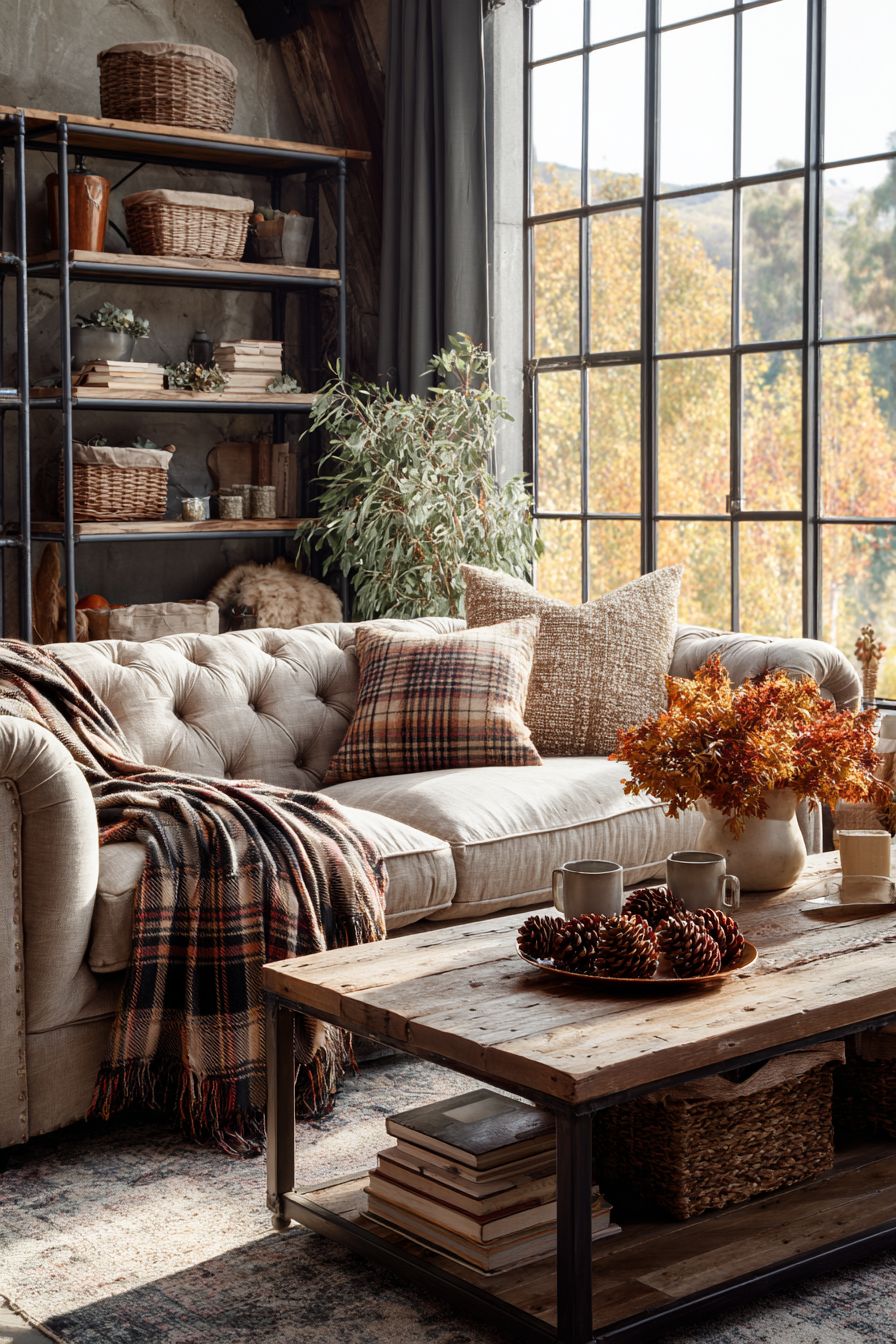 Drape Rustic Plaid Blankets Casually