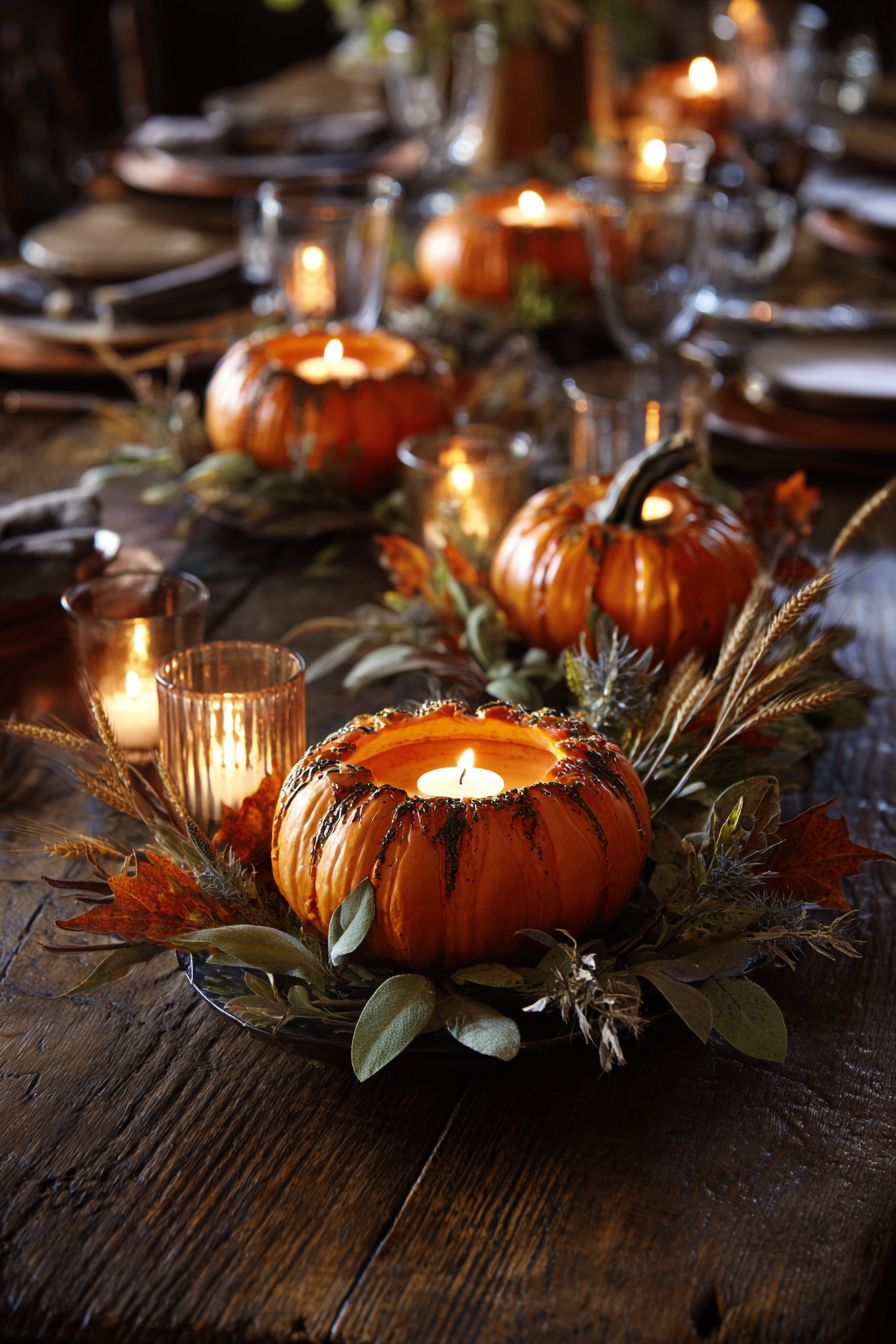 Simple Candle Arrangement in Gourds