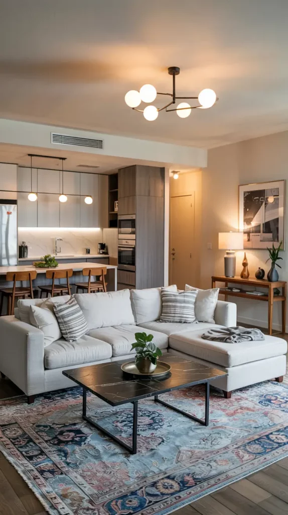 Open-Concept Apartment Living Room Design