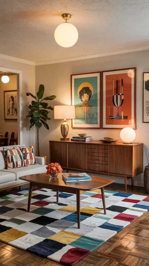 Mid-Century Apartment Living Room Design