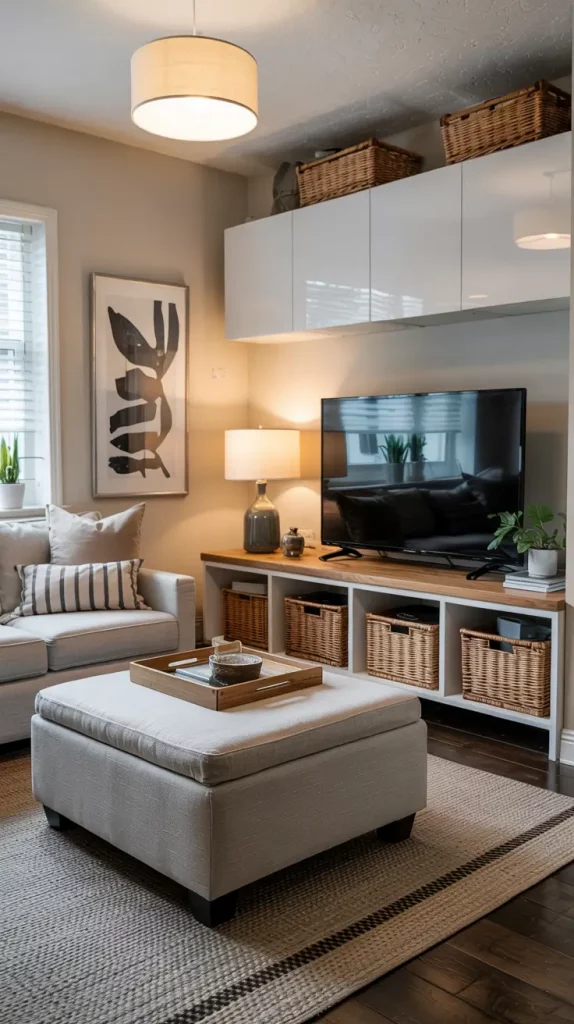 Storage-Smart Apartment Living Room Design