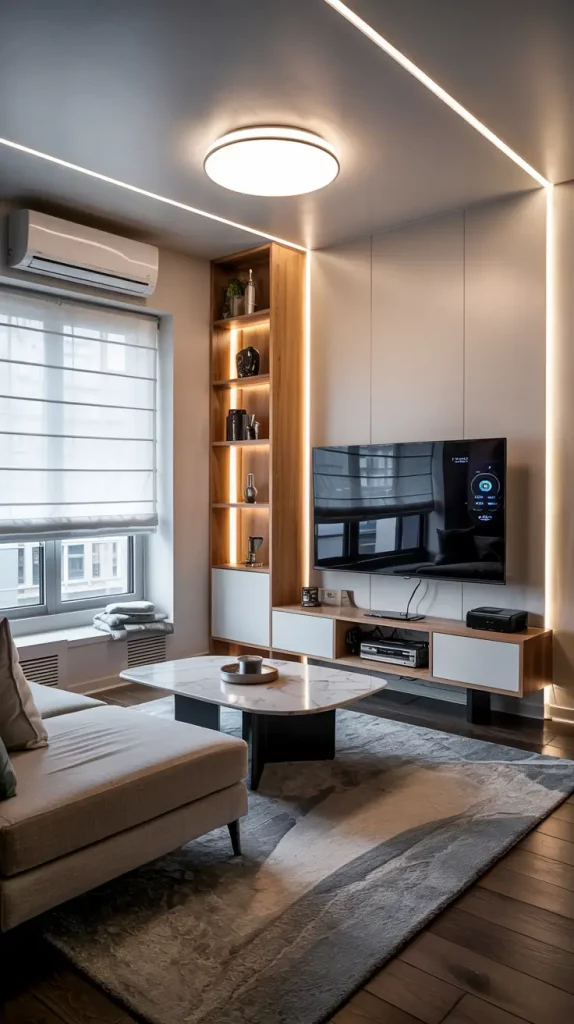 Smart Technology Apartment Living Room Design