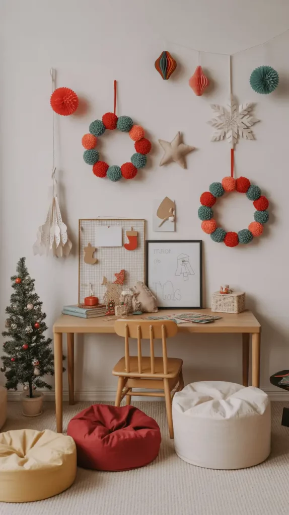 Children's Christmas Wreath Crafting Area