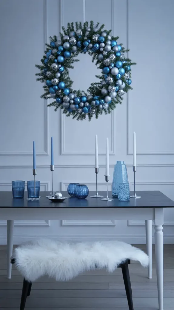 Blue and Silver Winter Wreath