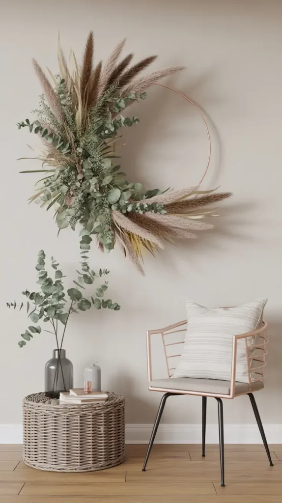 Abstract Christmas Wreath with Metallic Accents