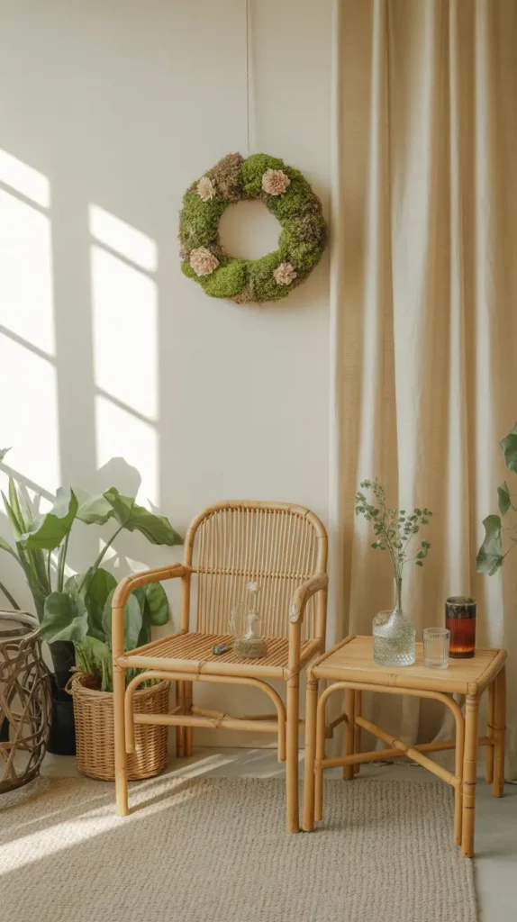 Eco-Friendly Christmas Wreath with Moss and Dried Flowers