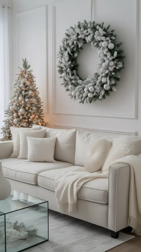 Winter White Christmas Wreath with Silver Accents