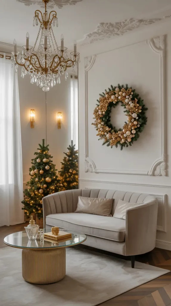 Luxury Christmas Wreath with Gold and Pearls